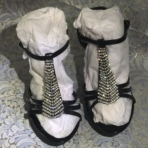 Black ankle strap rhinestone fancy dress shoes 💎
